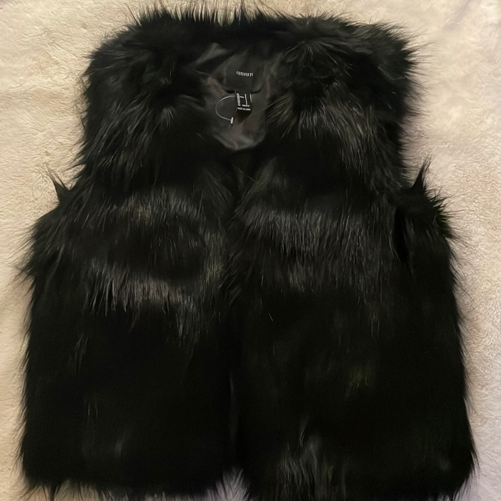 Black Faux Fur Vest